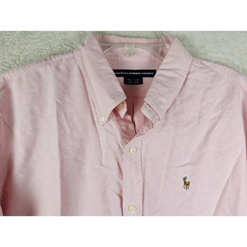 Ralph Lauren Sport Women's Long Sleeve Button Front Shirt Pink Size 14